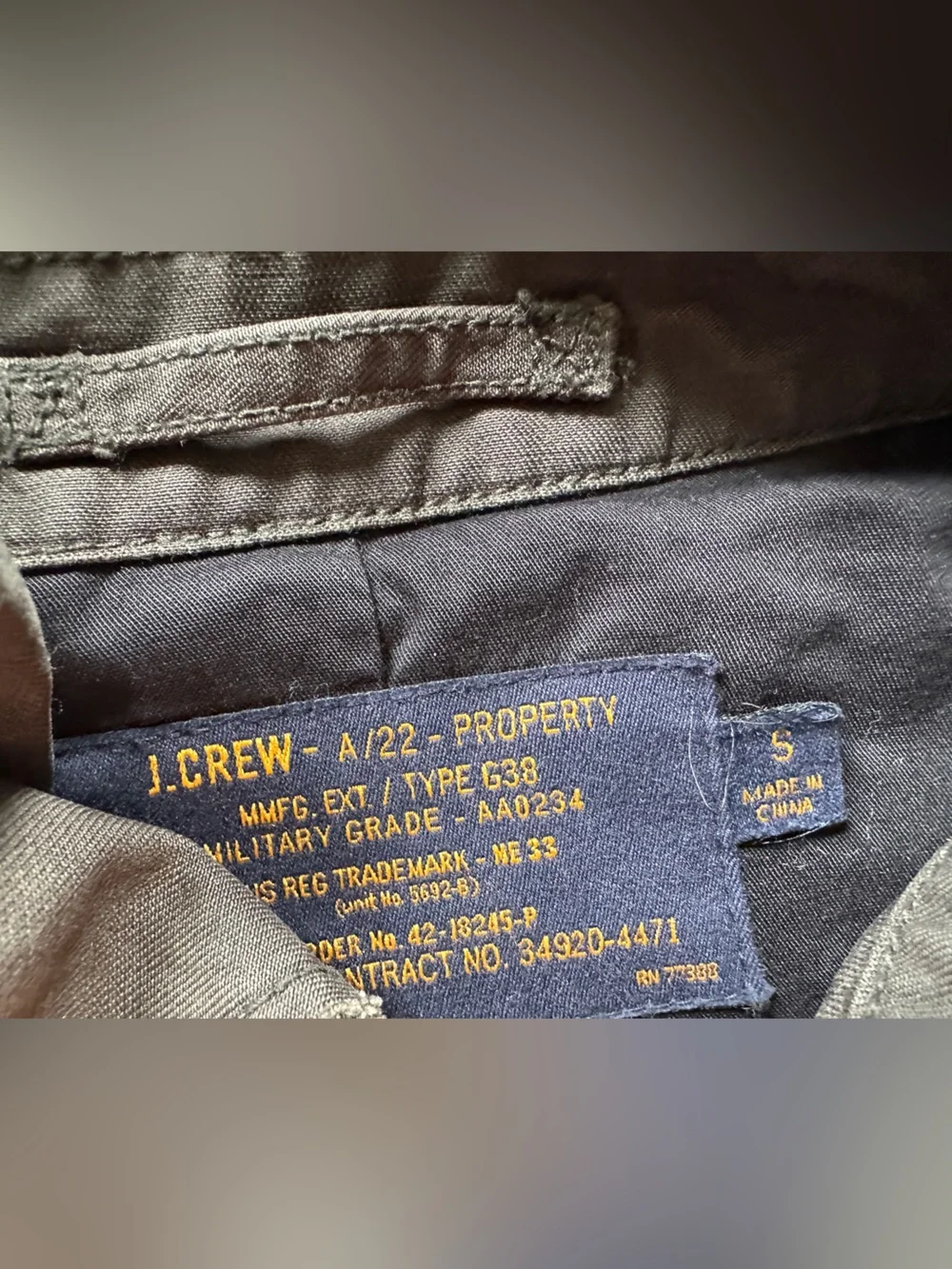J. Crew Men's Garrison Military Field Jacket - Dark gray heavyweight